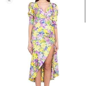 NWT  for love and lemons floral pattern long dress with front slit size XL
